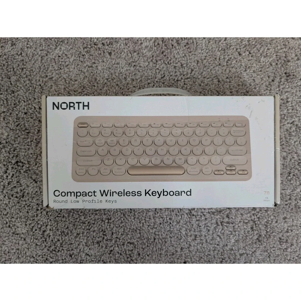 North Wireless Keyboard Compact Pebble Keys Cream + Gold NIB Open Box